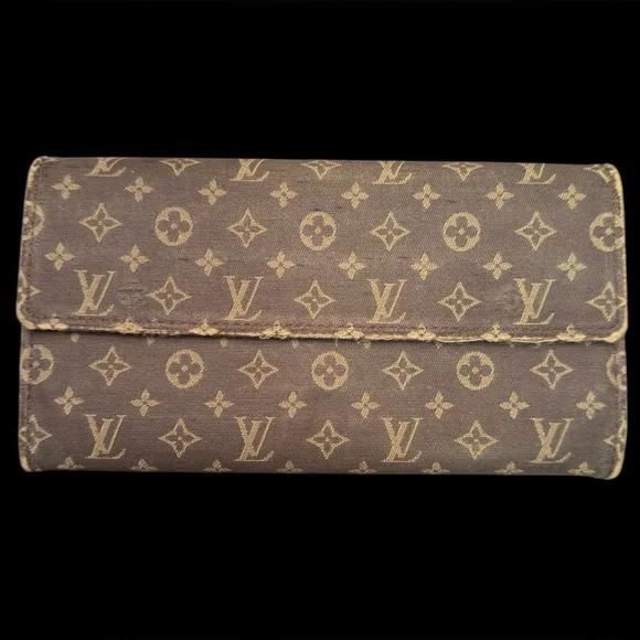 Louis Vuitton Wallet Mini Lin Brown Monogram Sarah Long Double Snap Continental - Picture 4 of 14